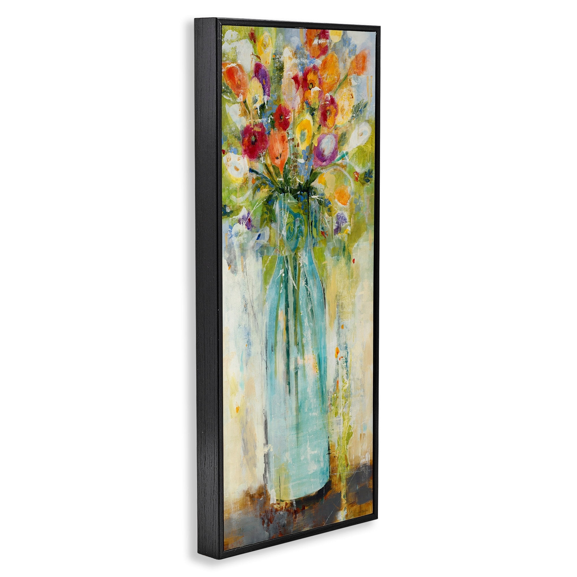 Stupell Industries Rustic Spring Bouquet Abstract Organic Shapes Paintings Black Framed Art Print Wall Art, 10x24, by Jill Martin