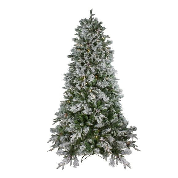Northlight 9' Pre-Lit Flocked Rosemary Emerald Angel Pine Artificial Christmas Tree - Clear LED Lights