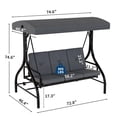 thumbnail image 2 of Chaise Balançoire de Patio Extérieure à 3 Places avec Auvent Réglable et Dossier Inclinable – Cadre en Métal Robuste – Coussins Épais Amovibles – Résistant aux Intempéries – pour Cour Arrière, Jardin, Véranda, Bord de Piscine, 2 of 8