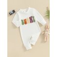 thumbnail image 2 of Bagilaanoe Newborn Baby Girl Boys Easter Jumpsuit Letter Embroidery Long Sleeve Bodysuit 3M 6M 12M 18M Infant Spring One Piece Romper, 2 of 7