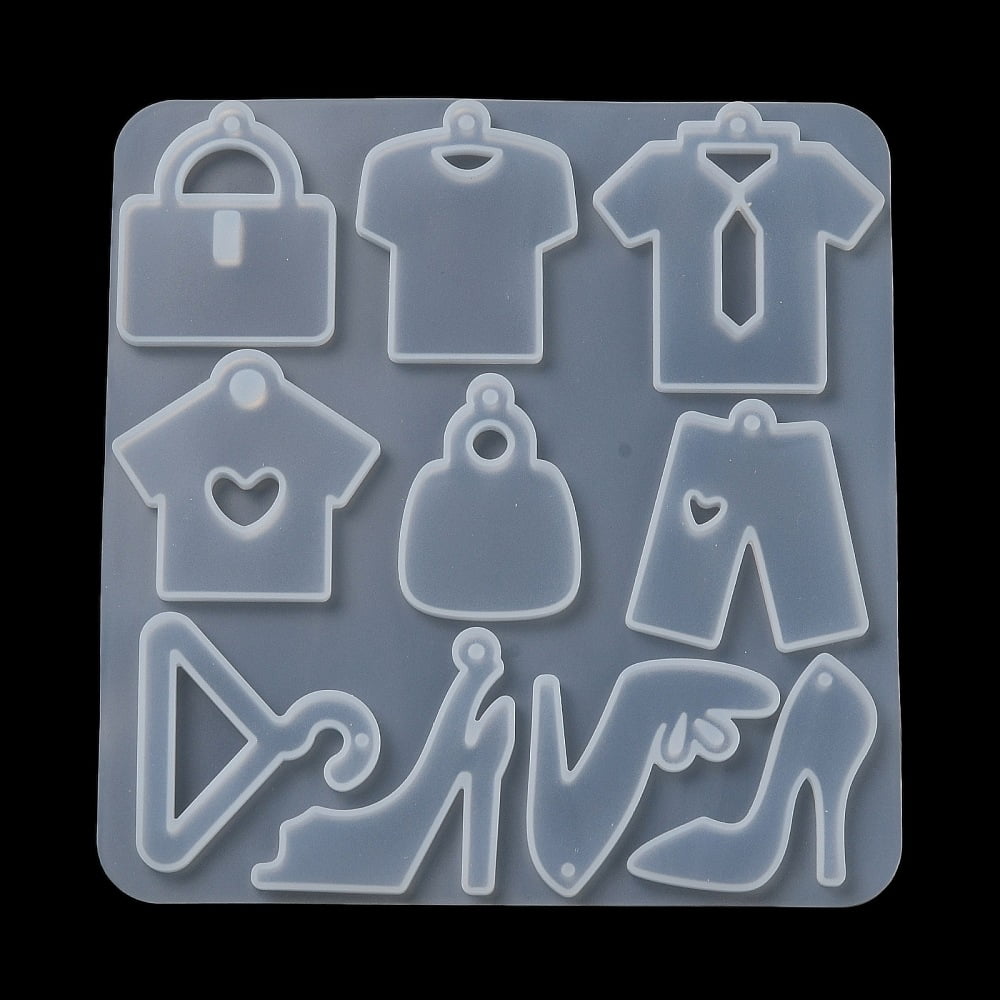 Shoes Clothes Hanger Bag Pendant DIY Silicone Molds Resin Casting Molds for UV Resin Epoxy Resin Craft Making 130x125x5mm Hole: 2mm Inner Diameter: 33~46x27~45mm