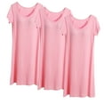 thumbnail image 1 of Timegard Robe de Nuit pour Femmes 3 Pcs Pyjamas Col Rond Manches Courtes Ample Confortable Mi-Longue Robe de Maison, 1 of 3