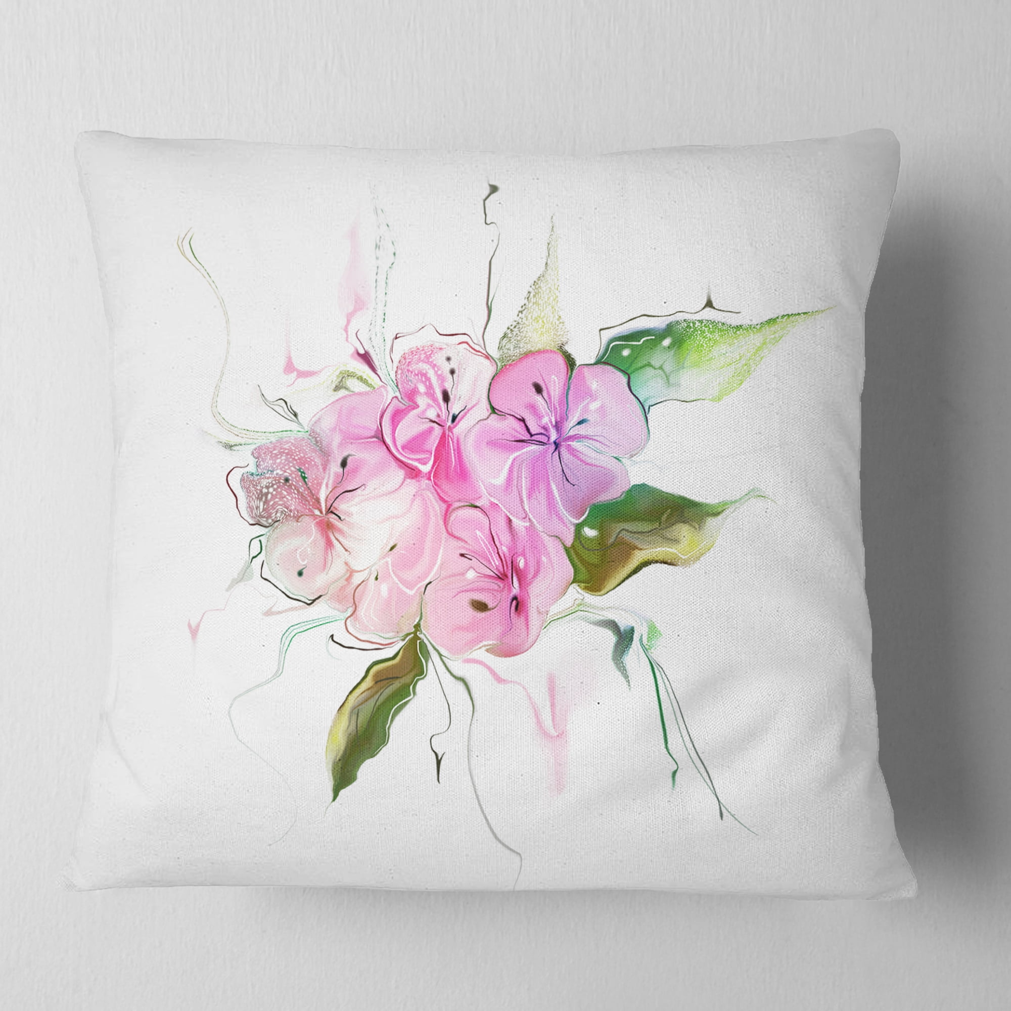 Designart Pink Bouquet of Pansies - Animal Throw Pillow - 16x16