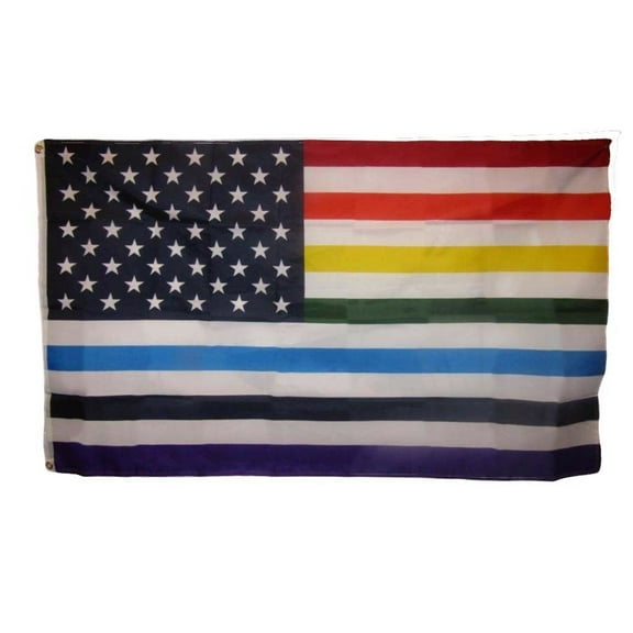 3x5 Gay Pride Old Glory Rainbow USA American Super Polyester Flag