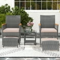 thumbnail image 5 of Costway 5 PCS Patio Conversation Set with Soft Cushions Ottomans & Tempered Glass Top Table, 5 of 9
