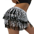thumbnail image 2 of Jupe Ventre pour Femmes Jupe Mini à Franges Pailletées avec Sangles de Taille Réglables pour Danse Performance Rave Party, 2 of 8
