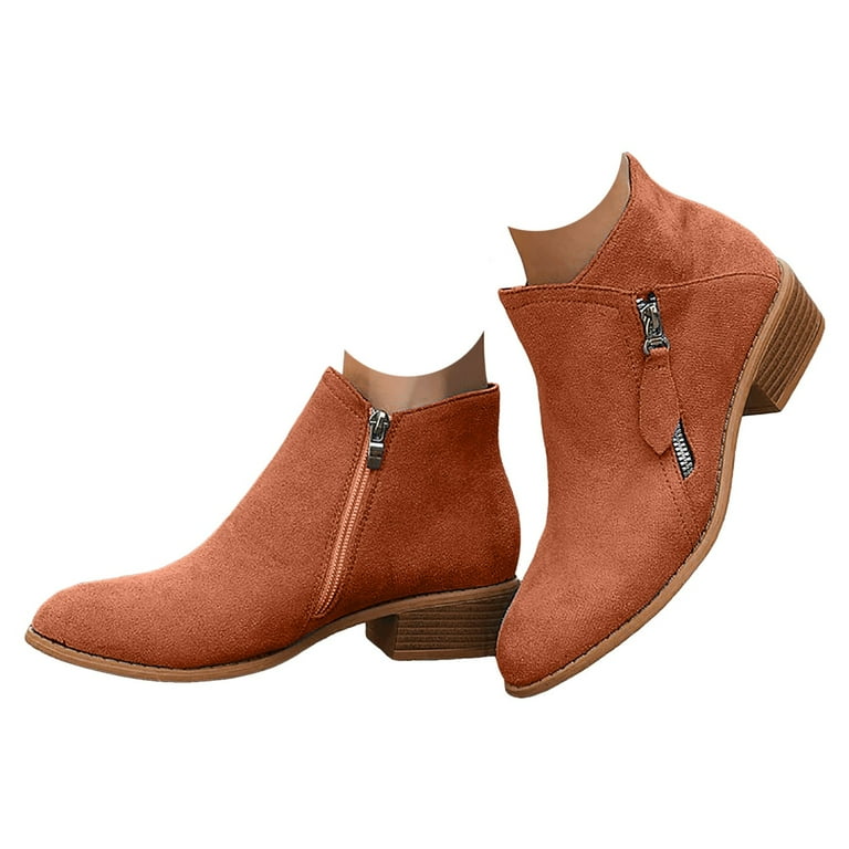 YLYL Women Boots Ankle Low Heels Fashion Zipper Office Booties for