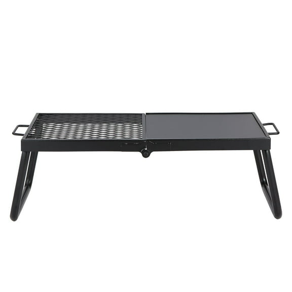 Folding Campfire Grill, 22.4" Heavy Duty Steel Mesh Grate with Legs & Bag, Portable Fire Pit Cooking Rack for Outdoor BBQ, Camping Grilling