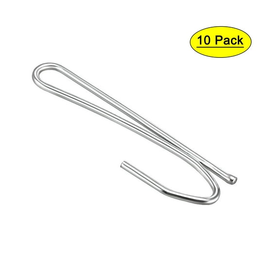 REGALWOVEN Curtain Hooks Metal Single Prongs Pinch Pleat Drapery Hook for Drapes Tapes Silver Tone 10Pcs