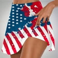 thumbnail image 2 of QATAINLAV Plus Size 4th of July Skort, Women 2025 Summer Fake Two Piece Yoga Shorts American Flag Patriotic Tennis Skirts Lightning Sales Blue XL, 2 of 7