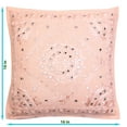 thumbnail image 3 of Stylo Culture Indian Decorative Throw Pillow Covers 16 x 16 Hand Embroidered Peach Bohemian 40cm x 40cm Home Decor Cotton Mirrored Square Cushion Covers | Set Of 5, 3 of 4