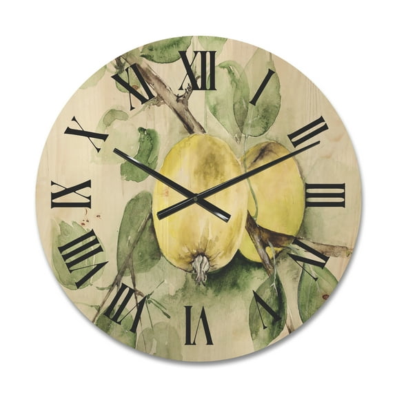 Designart 'Ancient Green Appels' Farmhouse Wood Wall Clock