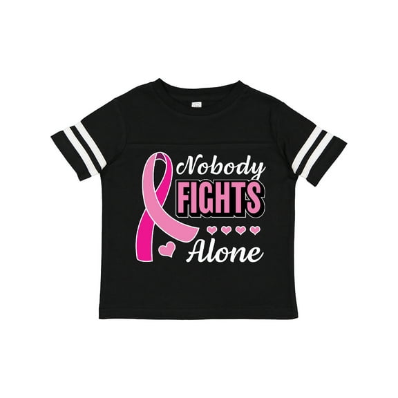 Inktastic Breast Cancer Awareness Nobody Fights Alone Pink Ribbon Boys or Girls Toddler T-Shirt