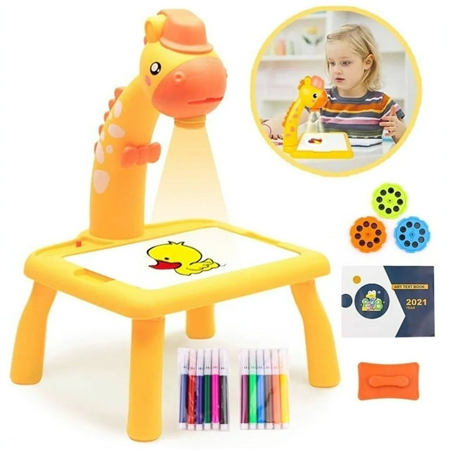 Juguete De Tablero De Dibujo Colorido Con Lámpara De Proyección Ajustable, Música, Iluminación Y Toboganes Para Niños