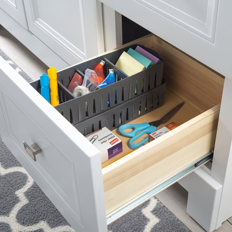 Simplify Cestino Organizzatore Impilabile Con 4 Scomparti Regolabili: Per Ufficio, Casa E Bagno, 31,8 Cm - 2