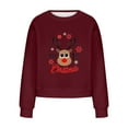 thumbnail image 4 of IROINNID Discount Christmas Sweatshirts for Women Crewneck Oversize Reindeer Print Long Sleeve Tops Xmas Casual Sweatshirts,Burgundy, 4 of 6