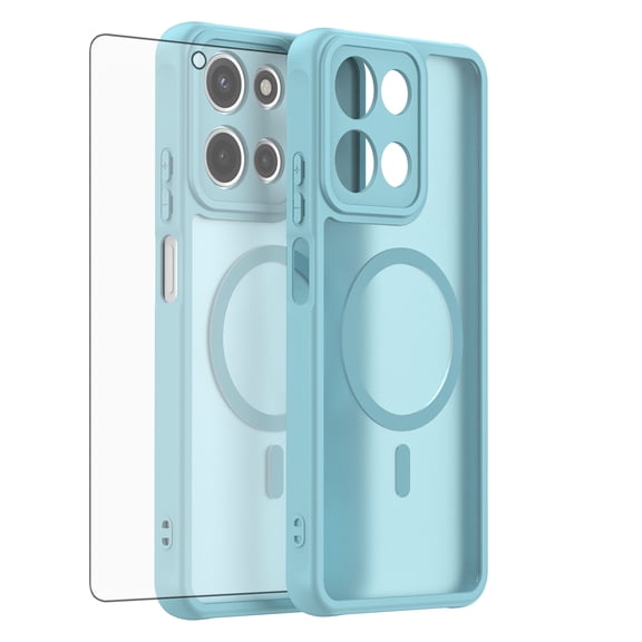 Asuwish Phone Case Compatible with Motorola Moto G 5G 2025/2026 Magnetic Translucent Matte Anti-fingerprint Back Military Grade DropProof Shockproof Protective Cell Cover for G5G Women Men Green