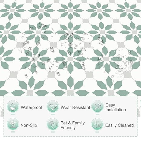 MORCART 7.87" x 7.87" Peel and Stick Floor Tile, 20 PCS Self-Adhesive DIY Vinyl Flooring for Renters, Removable and Waterproof Tile Sticker for Bathroom, Kitchen, Staircase (Aqua Blue)