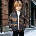 thumbnail image 5 of Spazoro Boys Padded Winter Jacket with Pockets, Stand Collar All‑Over Art Print Elastic Cuffs Quilted Construction Full Zip Closure Warm Outerwear for Kids Multicolor Size 8-9, 5 of 9