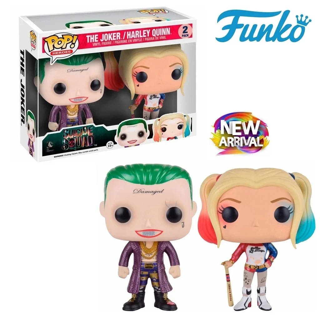 Funko Pop The Dark Knight The Joker Harley Quinn Heroes 2 Pack Suicide Squad Vinyl Figure Collection Limited Edition Model Toys Wangyu White