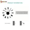 thumbnail image 5 of Spencer DIY Frameless Wall Clock, Modern Roman Numerals 3D Mirror Stickers Wall Clock Home Decor for Living Room Bedroom "Silver", 5 of 7