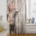 thumbnail image 5 of Spring Cow Floral Sheer Curtains 72 Inches Long, Vintage Brown Wooden Farmhouse Light Filering Curtains, Breathable Simi Curtain Privacy Drapes for Living Room Bedroom Lightweight Window Treatment, 5 of 9