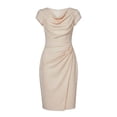 thumbnail image 5 of NTACZA Womens Dresses Wedding Guest Dresses Formal Cowl Neck Bodycon Midi Ruched Waist Beige L, 5 of 5