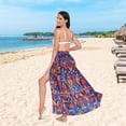 thumbnail image 6 of FORMRS Womens Long Sarong Beach Wrap Semi-Sheer Bikini Skirt Bathing Swimsuit Cover Up, Red Geometric Eagle, 6 of 7