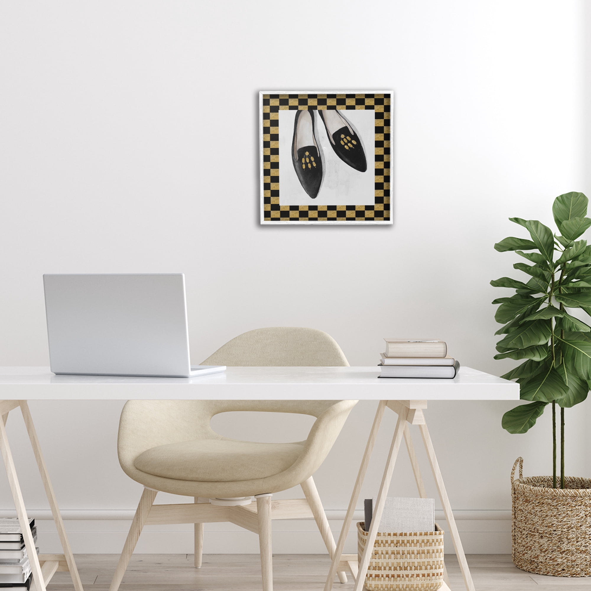 Stupell Industries Luxe Black Flats White Framed Giclee Art, design by Lorenzo Collective