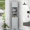thumbnail image 3 of AENKYO 66.9" Corner Bathroom Cabinet with Adjustable Shelves, Tall Space-Saving Organizer for Bathrooms, Gray, 3 of 10