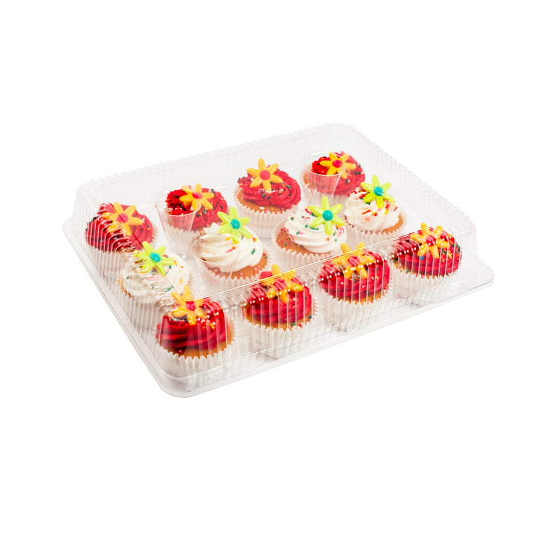 TKOnline 100 Pcs Clear Plastic Square Food Containers, Disposable Clamshell  Cupcake Cups Holders for Sandwiches, Fruit, bread Preseration(5.4 x 4.7