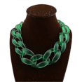 thumbnail image 1 of Women's Acrylic Chunky Resin Necklace, Vintage Bohemian Frosted Plastic Cuban Link Chain Choker--green-Model code 30411 green, 1 of 4