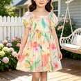 thumbnail image 2 of IFNWSV Girls Summer Casual Dress Short Sleeve Floral Print Round Neck Loose Fit A-Line Cotton Sundress Multicolor 8-9 Years, 2 of 5