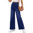 thumbnail image 4 of High Waist Women Stretchy Wide Leg Jeans Casual Pull on Denim Pants, 4 of 5