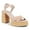 Pink, variant on YDN Women Open Round Toe Espadrilles Block High Heels Platform Cross Strap Buckled Sandals Fashion Dressy Outdoor Shoes Size 7 Gold