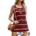 thumbnail image 3 of Xuanfei Women Striped Colorblock Crew Neck Button Up Sleeveless Tank Top, 3 of 7