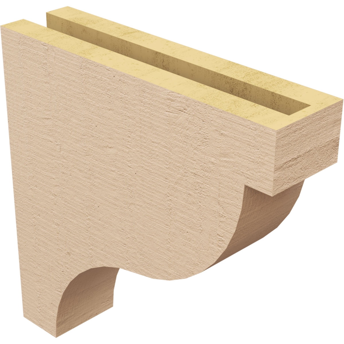 3"W x 12"D x 12"H Thin Garner Rough Cedar Woodgrain TimberThane Corbel, Primed Tan