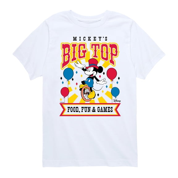 Disney - Birthday - Mickey's Big Top Food, Fun, & Games - Youth Short Sleeve Graphic T-Shirt