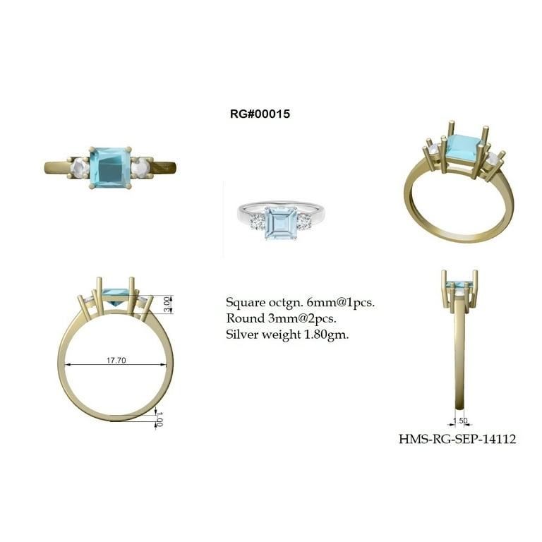 0.95 Ctw Princess cut Square Larimar 925 Sterling Silver