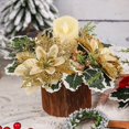 thumbnail image 6 of Luxcidy Christmas Candle Rings,9 In Artificial Poinsettia Candle Rings, Red Berry Gold Pinecones Candle Ring Holder Christmas Decoration for Pillars Rustic Wedding Centerpiece Table Decor(Gold), 6 of 6