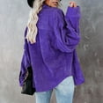 thumbnail image 5 of Zedker Casual Women's Corduroy Fashion Pits Striped Lapel Collar Long Sleeve Jackets with Chest Pocket, Comfy Loose Breathable Fall Clothes,Purple,M, 5 of 6
