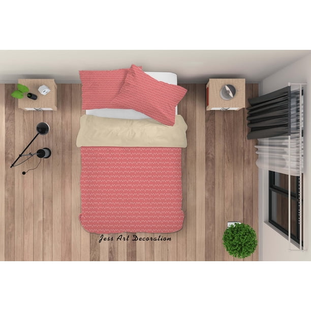 3D Rojo Línea Ondulada Funda de edredón Set Ropa de cama Set Funda Nórdica Fundas de almohada Sf66