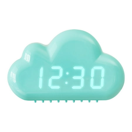 Spring Savings! Outoloxit Creatives Alarm Clock, Four Clouds, Voice Controlled LED Clock, Bedside Snooze Small Alarm Clock, Student Calendar Night Light Electronic Clock, Blue
