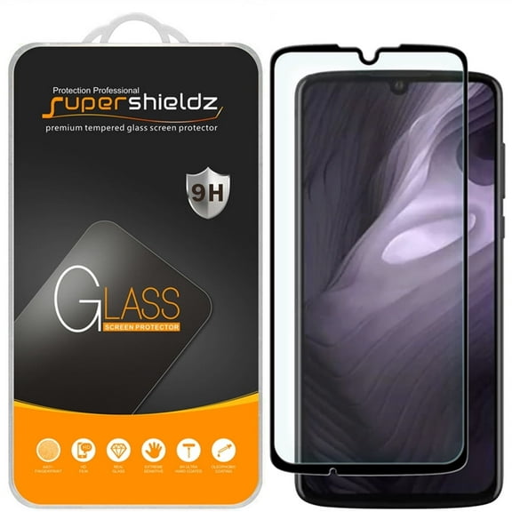 (2-Pack) Supershieldz Designed for Motorola Moto Z4 Force [Full Screen Coverage] Tempered Glass Screen Protector, Anti-Scratch, Bubble Free (Black Frame)