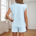 thumbnail image 4 of MuXiKeJi Clothes 2026 Women's Summer 2 Piece Sets Casual Lounge Set Short Sleeve Tops Shirts Shorts Travel Beach Vacation Outfits, 4 of 6