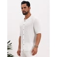 thumbnail image 4 of DARING DIVA Men's Striped Summer Short Sleeve Knitted See Through Shirts L White, 4 of 7