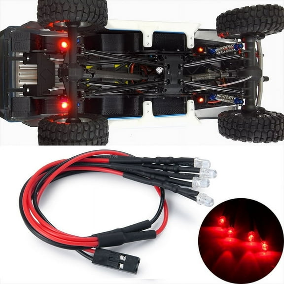 RCLIONS RC Car Chassis Light 4LEDs Spotlight Red Light for Axial SCX24 AXI00005 Gladiator 1/24 RC Crawler Car Decoration Lamps