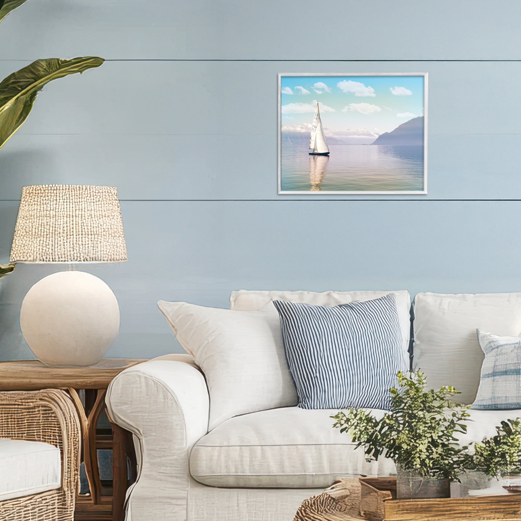 Stupell Industries Ocean Sails Lounging White Framed Giclee Art, design by Marcus Prime