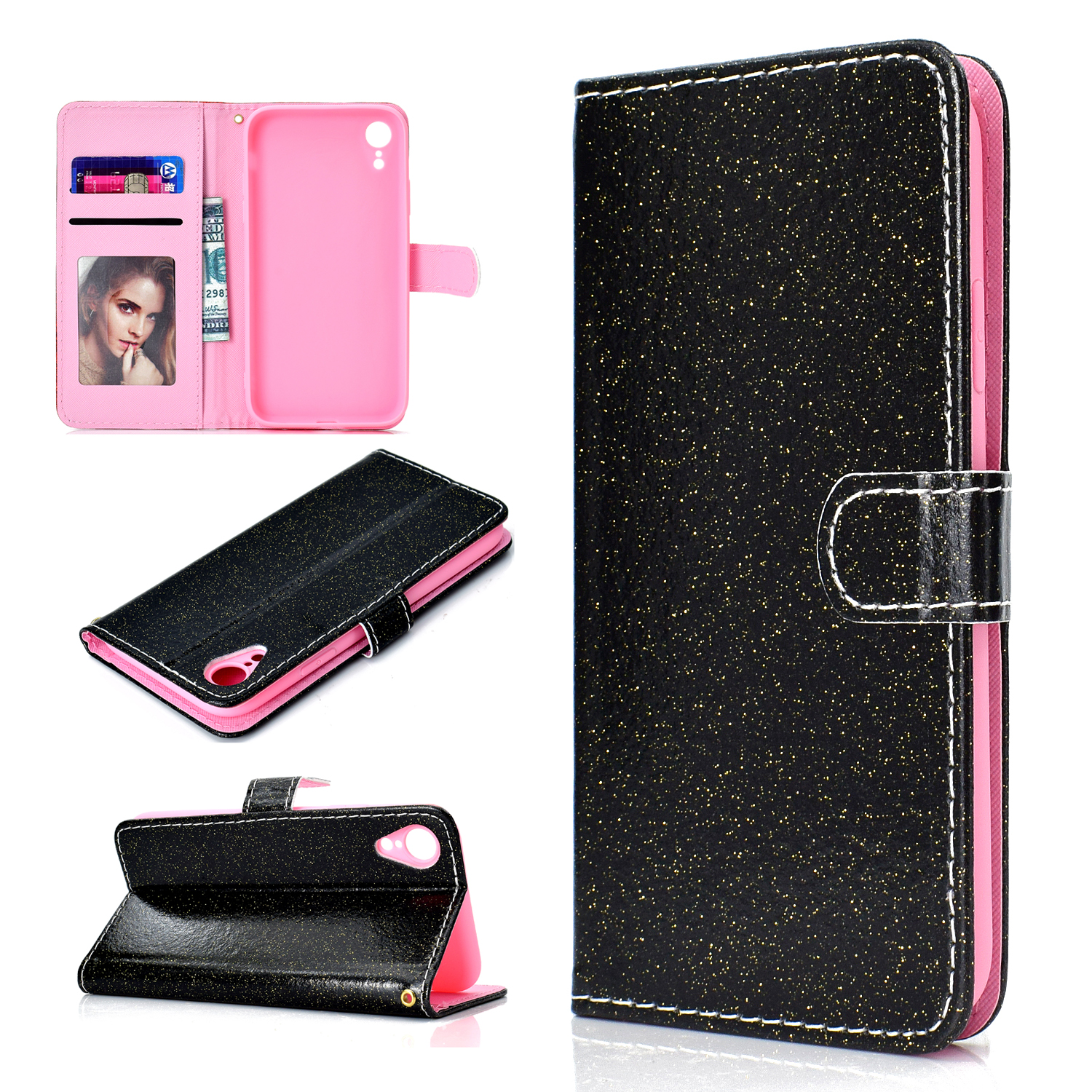 iPhone XR Case Wallet, Allytech Glitter Sparkle Bling Cover Folio