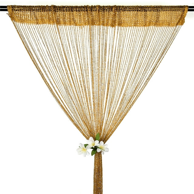 Yipa Sheer String Curtains Beads Thread Curtains Panels Glitter Tassel Window Drape Room Divider Fringe String Door Curtain